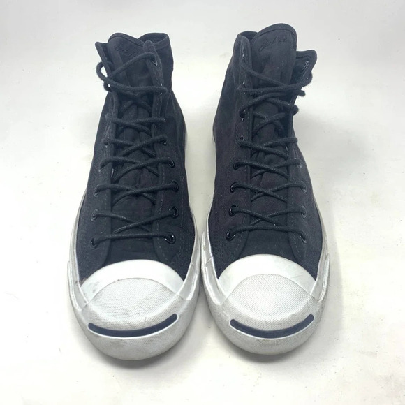 Converse Jack Purcell Canvas High Top‎ Sneakers Black White Size 10.5 - Picture 2 of 12